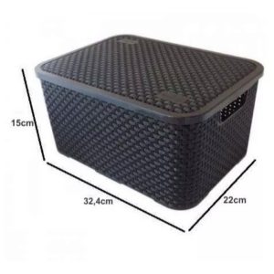 CESTO ORGANIZADOR RATTAN COM TAMPA 32,4X22X15 em Pinhalzinho SP