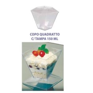 COPO QUADRATTO 150ML COM TAMPA (PCT COM10) (CX COM30X10) em Pinhalzinho SP