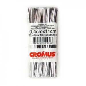 FECHO METALIZADO PARA PRESENTE 11CM PRATA (PCT COM100) CROMUS
