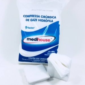 GAZE DE ALGODÃO 7,5X7,5 9FIOS (PCT COM500) COMPRESSA em Pinhalzinho SP