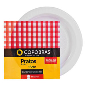 PRATO DE PLÁSTICO RASO  N.15 BRANCO COM10 (CX COM100PCT) em Pinhalzinho SP