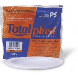 PRATO DE PLÁSTICO RASO  N.18 BRANCO COM10 (CX COM 50PCT) em Pinhalzinho SP